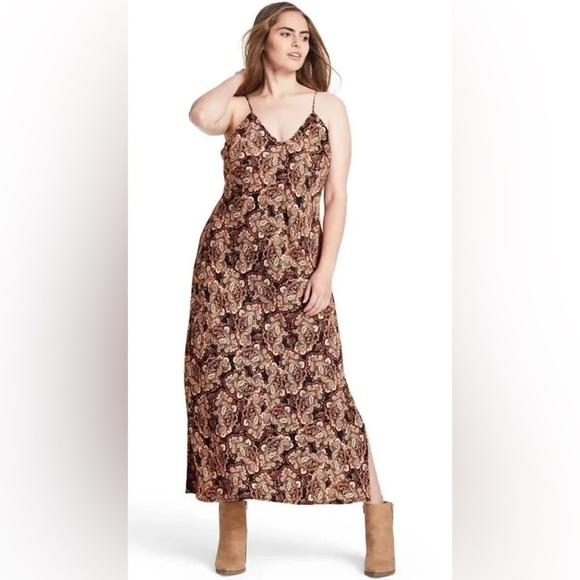 Nili Lotan x Target Brown Paisley Maxi Dress Size Large - Picture 2 of 6